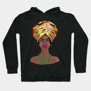 African Melanin Woman in Kente Headgear Hoodie